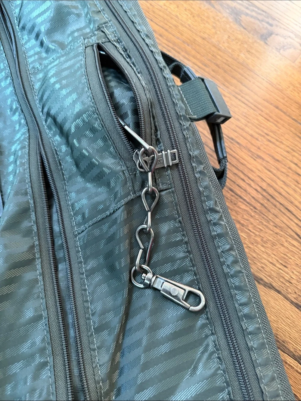 Tumi Olive Green Convertible Briefcase Duffle with Shoulder Strap